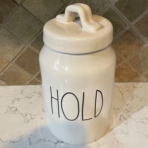 Rae Dunn. White ceramic container.